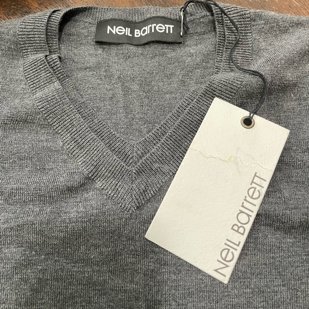 Neil Barrett sweater V neck wool size M color dark grey